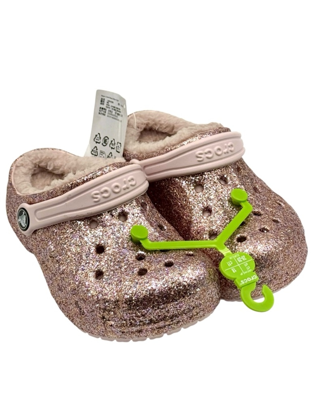 CROCS Kids' Glitter Faux Shearling Lined Clogs Size c11